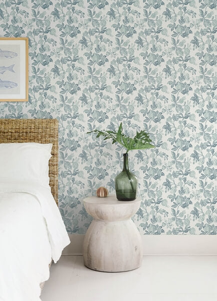 Beach Rose Teal Floral Fruits Wallpaper