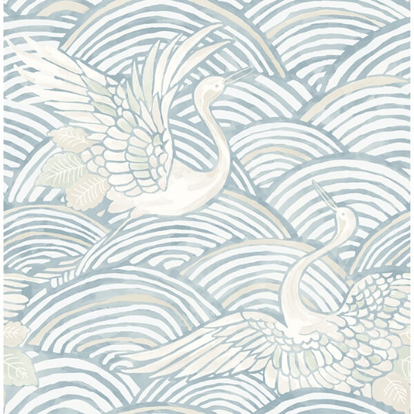 Egret Sky Blue Tidal Dance Wallpaper