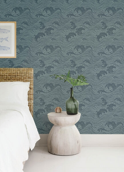 Swell Teal Ocean Wave Wallpaper