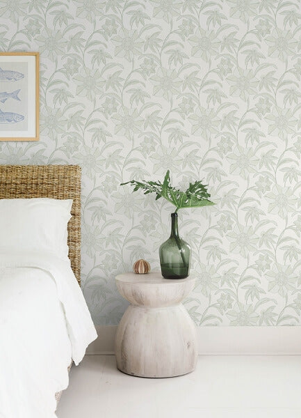 Star Flower Light Green Floral Trail Wallpaper