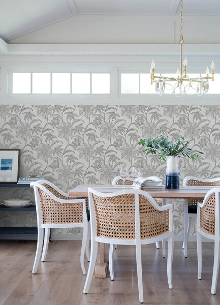 Star Flower Charcoal Floral Trail Wallpaper
