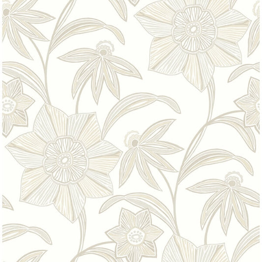 Star Flower Beige Floral Trail Wallpaper