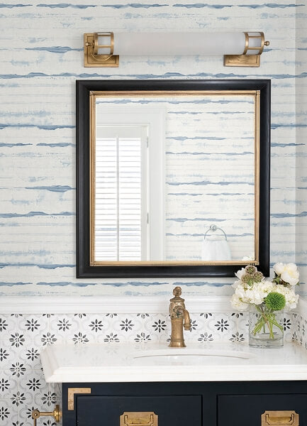 Destin Blue Stripe Wallpaper