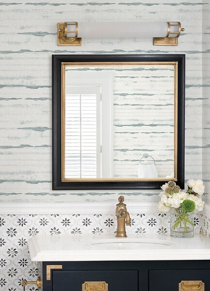 Destin Teal Stripe Wallpaper