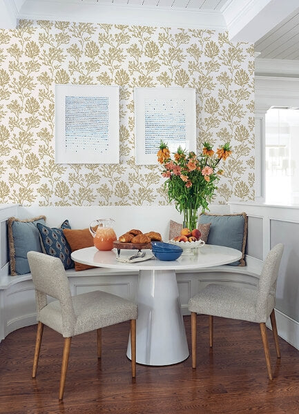 Tortuga Gold Coral Weave Wallpaper