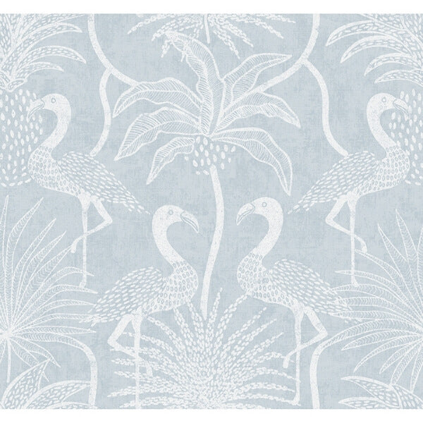 Biscayne Sky Blue Flamingo Beach Wallpaper
