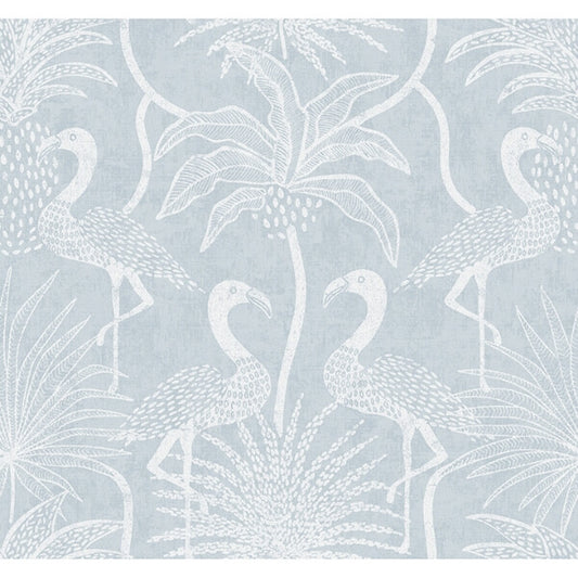 Biscayne Sky Blue Flamingo Beach Wallpaper