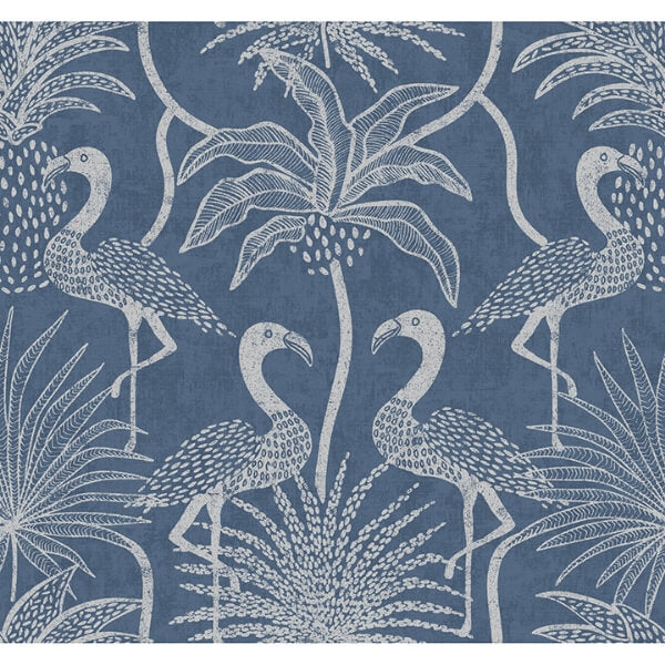 Biscayne Navy Flamingo Beach Wallpaper