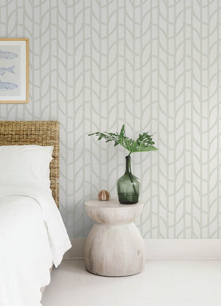 Salvo Light Green Curved Contours Wallpaper
