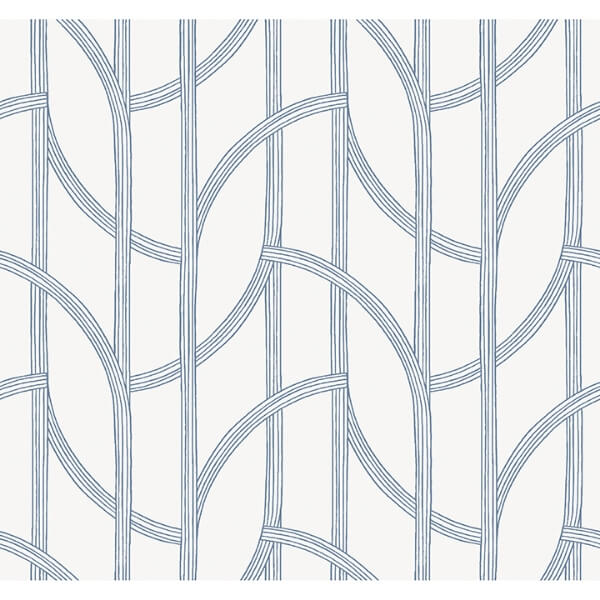 Salvo Navy Curved Contours Wallpaper