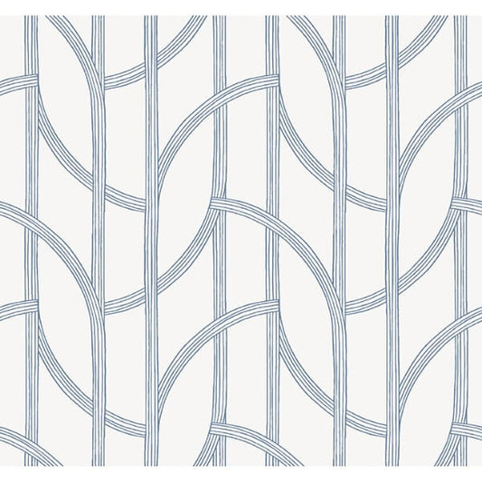 Salvo Navy Curved Contours Wallpaper