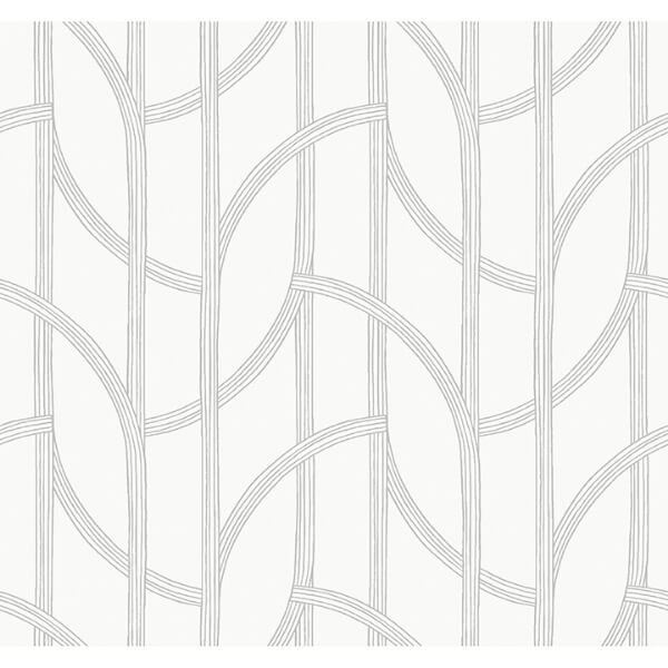 Salvo Silver Curved Contours Wallpaper