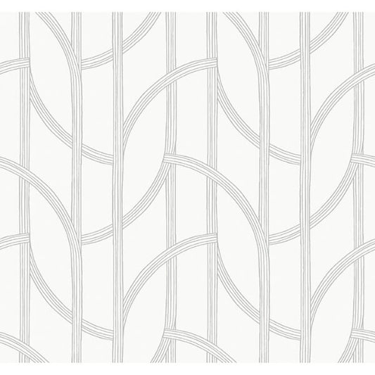 Salvo Silver Curved Contours Wallpaper
