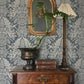 Finch Blue Woodland Damask Wallpaper