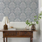 Finch Light Blue Woodland Damask Wallpaper