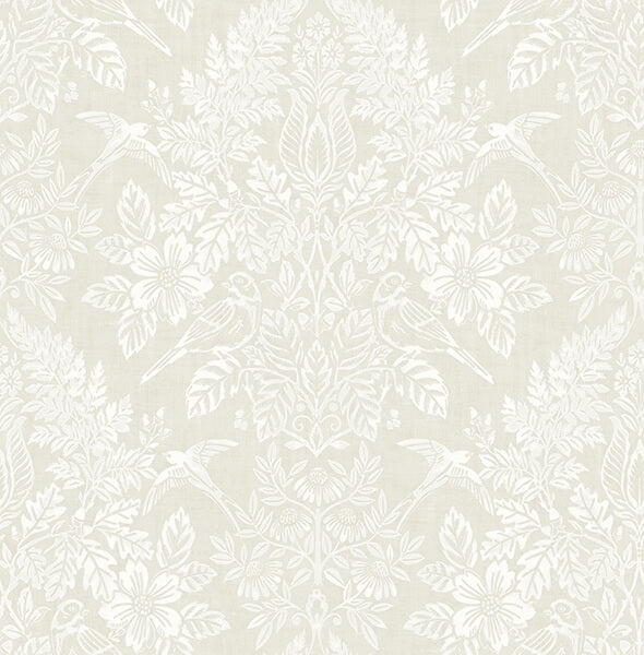 Finch Ivory Woodland Damask Wallpaper