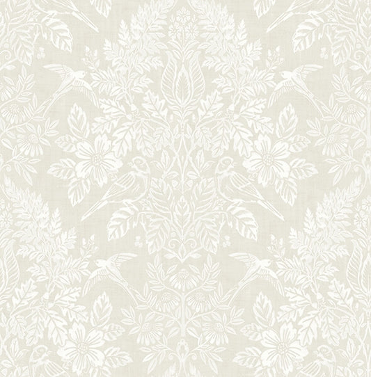 Finch Ivory Woodland Damask Wallpaper