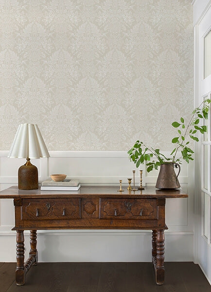 Finch Ivory Woodland Damask Wallpaper