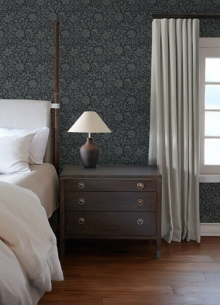 Hague Dark Blue Floral Trail Wallpaper