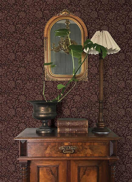 Hague Burgundy Floral Trail Wallpaper