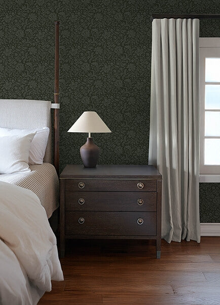 Hague Dark Green Floral Trail Wallpaper