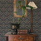 Woodbury Black Floral Damask Wallpaper