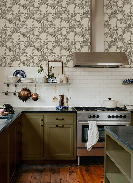 Gerty Black Fruit Toile Wallpaper