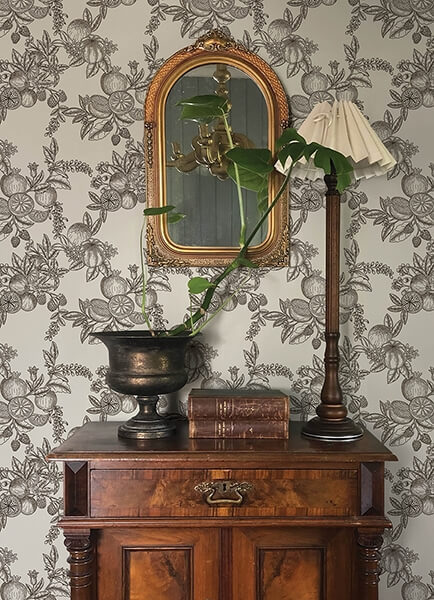 Gerty Black Fruit Toile Wallpaper