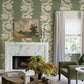 Gisela Green Floral Columns Wallpaper