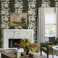 Gisela Black Floral Columns Wallpaper