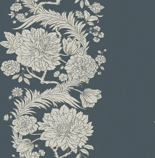 Gisela Blue Floral Columns Wallpaper