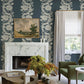 Gisela Blue Floral Columns Wallpaper
