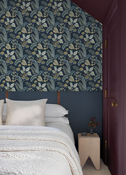 Geneva Dark Blue Peacock Paradise Wallpaper