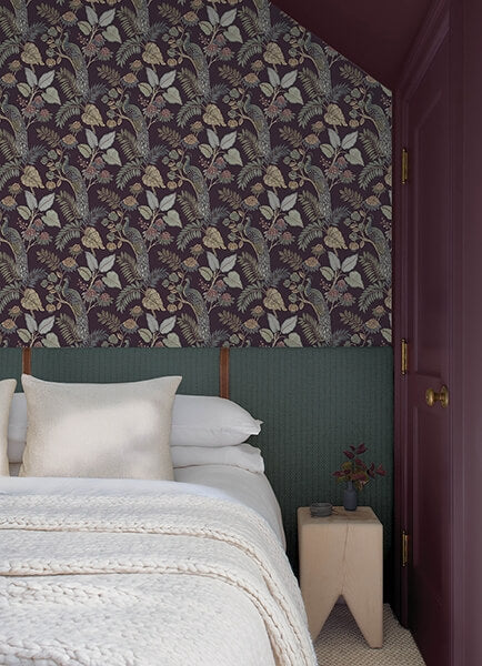 Geneva Plum Peacock Paradise Wallpaper