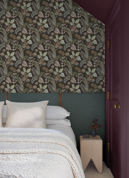 Geneva Chocolate Peacock Paradise Wallpaper