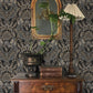 Collins Charcoal Damask Wallpaper
