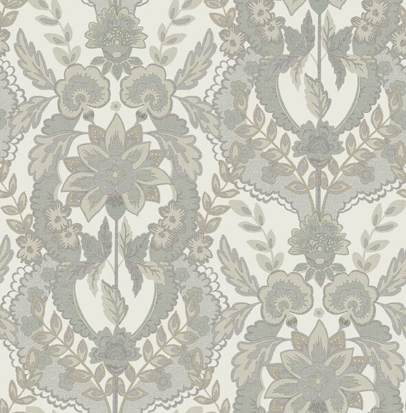 Collins Light Blue Damask Wallpaper