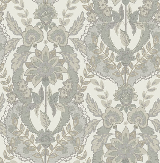 Collins Light Blue Damask Wallpaper