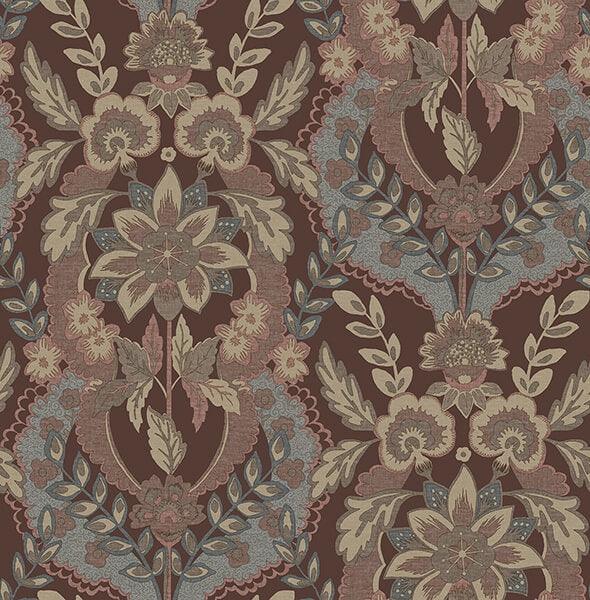 Collins Plum Damask Wallpaper