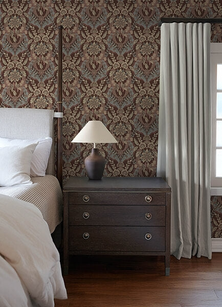 Collins Plum Damask Wallpaper