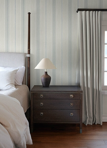 Ames Light Blue Linen Stripe Wallpaper