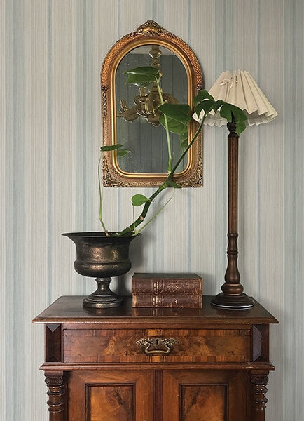 Ames Light Blue Linen Stripe Wallpaper