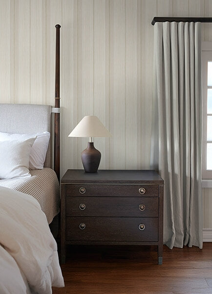 Ames Beige Linen Stripe Wallpaper