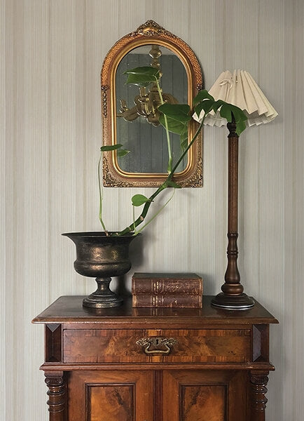 Ames Beige Linen Stripe Wallpaper