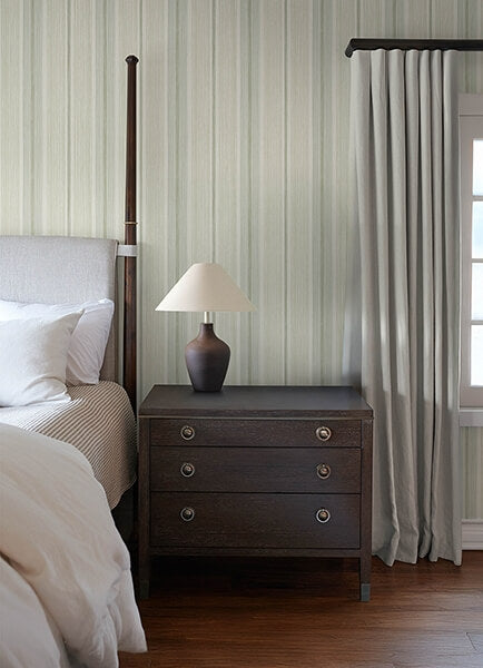 Ames Seafoam Linen Stripe Wallpaper
