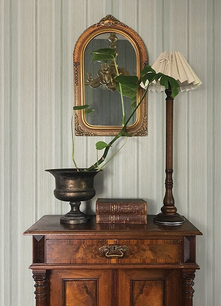 Ames Seafoam Linen Stripe Wallpaper