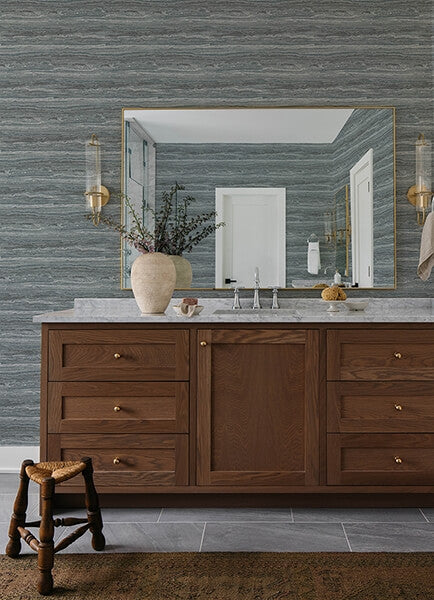 Lyman Blue Striated Wallpaper