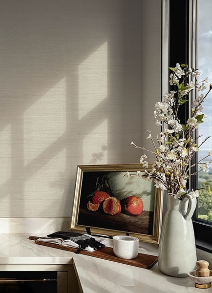 Mycroft Pearl Grasscloth Wallpaper