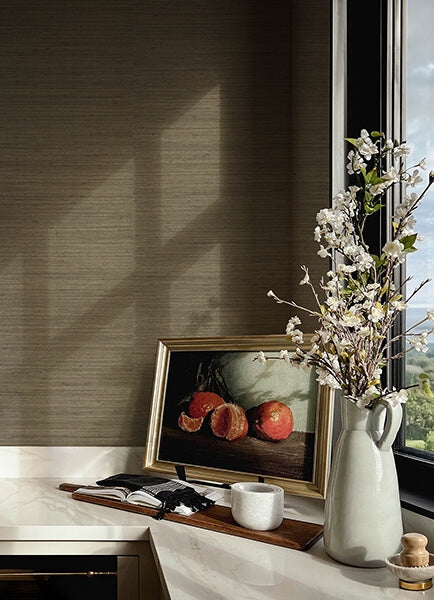 Mycroft Sterling Grasscloth Wallpaper