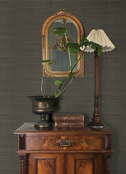 Mycroft Slate Grasscloth Wallpaper